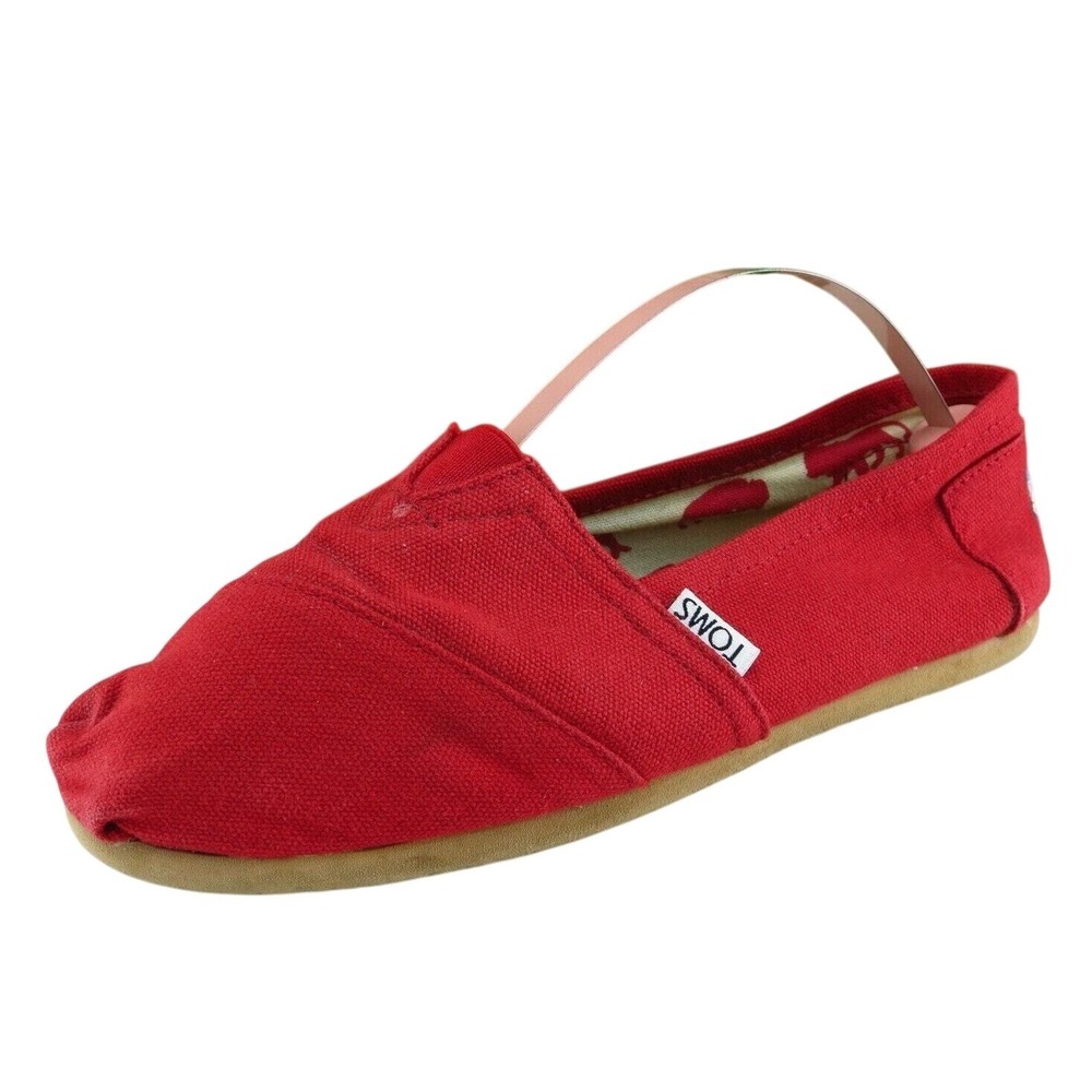 Toms‎ Women Sz 7.5 M Red Flat Fabric Shoes